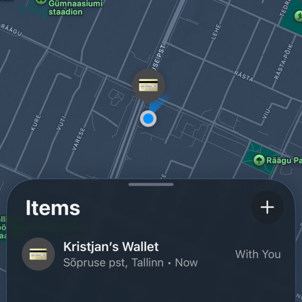 Nutikas asukohakaart rahakotis Apple Find My